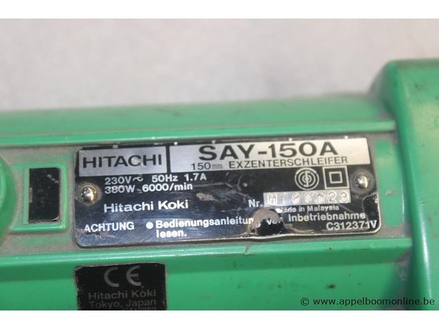 Excenterschuurmachine hitachi koki say-150a, 0,38 kw, 230 v, serienummer m780023, werking niet gekend - afbeelding 2 van  2