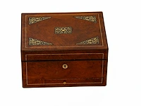Exclusieve antieke houten toiletkist / toiletdoos... - afbeelding 3 van  4