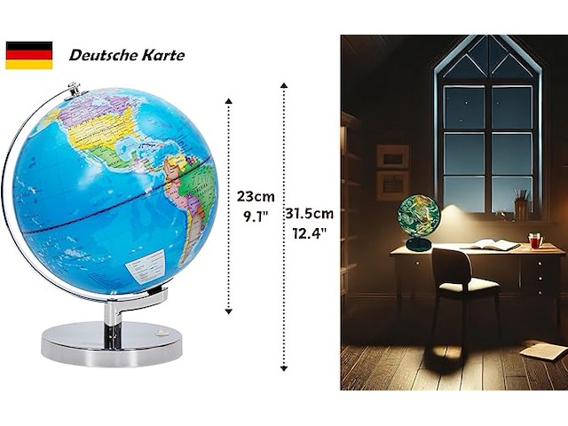 Exerz lichtgevende wereldbol 23 cm - afbeelding 1 van  4