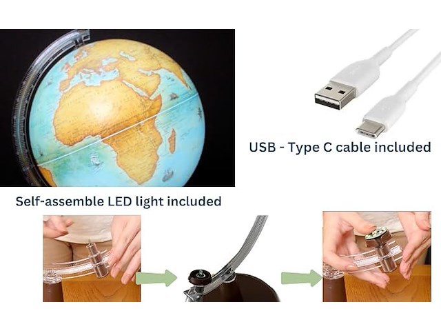 Exerz verlichte wereldbol (30 cm) - afbeelding 2 van  3