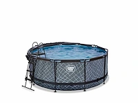 Exit steen ø360x122cm zwembad met zandfilterpomp en koepel - grijs met ladder - afbeelding 3 van  8