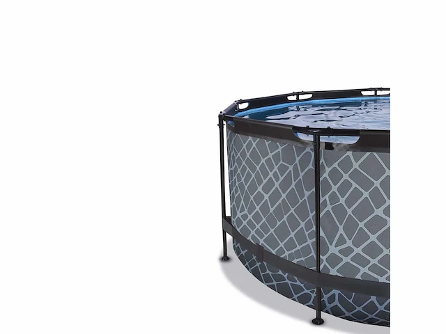 Exit steen ø360x122cm zwembad met zandfilterpomp en koepel - grijs met ladder - afbeelding 4 van  8