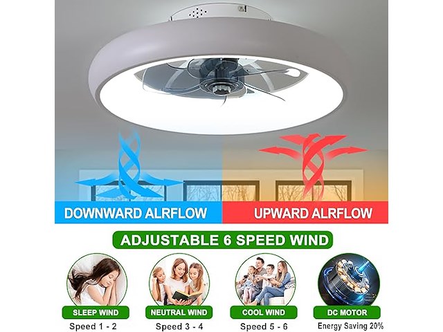 Exlafi 48cm plafondventilator met lamp - afbeelding 5 van  7