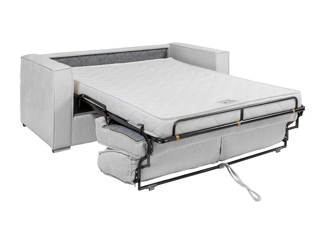 Express 3-zits converteerbare bank in grijs textuurstof - slaapt 140 cm - matrassen 14 cm - afbeelding 1 van  2