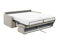Express converteerbare 4-zitter bank van beige stof - slaapt 160 cm - matrassen 18 cm