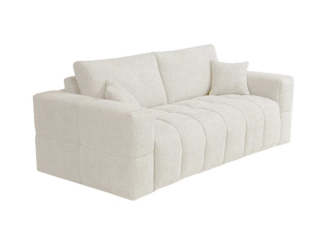 Express convertible 3-persoons bank van beige terry stof - slaapt 140 cm - matrassen 13 cm - afbeelding 5 van  10