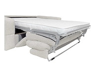 Express convertible 3-persoons bank van beige terry stof - slaapt 140 cm - matrassen 13 cm - afbeelding 8 van  10