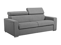 Express convertible 3-zits bank van grijze stof - slaapt 140 cm - matrassen 18 cm met traagschuim - afbeelding 3 van  4