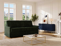 Express convertible 3-zits bank van sparrengroene stof - slaapt 140 cm - matrassen 18 cm - afbeelding 2 van  7