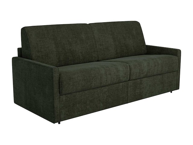 Express convertible 3-zits bank van sparrengroene stof - slaapt 140 cm - matrassen 18 cm - afbeelding 4 van  7