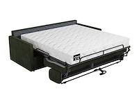Express convertible 3-zits bank van sparrengroene stof - slaapt 140 cm - matrassen 18 cm - afbeelding 5 van  7