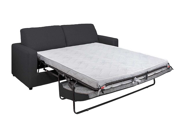 Express convertible 3-zitter bank van antracietgrijs stof - slaapt 140 cm - matrassen 14 cm - afbeelding 4 van  4