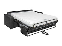 Express convertible 4-zits bank in blauw ribfluwelen - bed met brede latten 160 cm - matras 18 cm