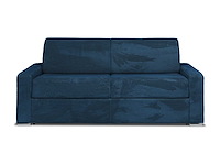 Express convertible 4-zits bank in blauw ribfluwelen - bed met brede latten 160 cm - matras 18 cm - afbeelding 5 van  5