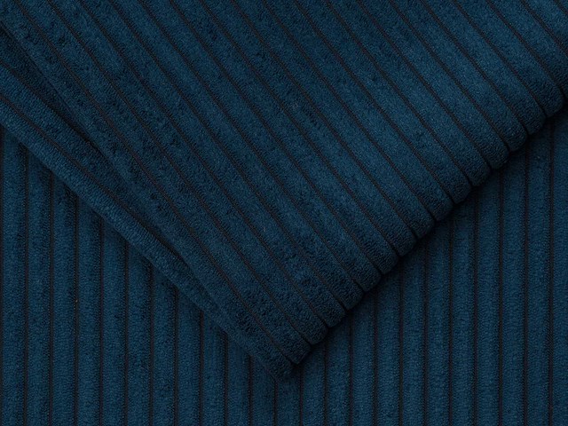 Express convertible 4-zits bank in blauw ribfluwelen - bed met brede latten 160 cm - matras 18 cm - afbeelding 4 van  5