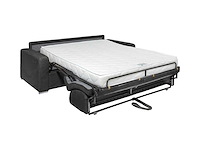 Express convertible 4-zits bank in groen ribfluwelen - bed met brede latten 160 cm - matras 18 cm - afbeelding 1 van  6