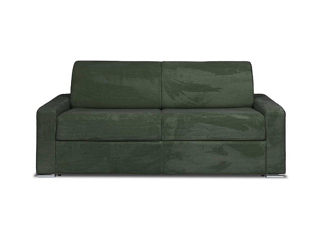 Express convertible 4-zits bank in groen ribfluwelen - bed met brede latten 160 cm - matras 18 cm - afbeelding 2 van  6