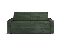 Express convertible 4-zits bank in groen ribfluwelen - bed met brede latten 160 cm - matras 18 cm - afbeelding 2 van  6
