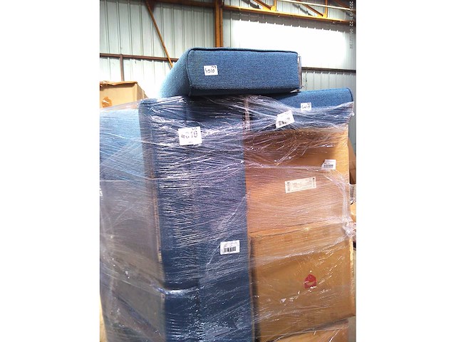 Express convertible 4-zits bank van blauwe stof - bed met brede latten 160 cm - matras 18 cm - afbeelding 4 van  4