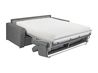 Express convertible 4-zitter bank in blauwe stof - 160 cm breed latbed - matras van 22 cm met traagschuim - afbeelding 3 van  4