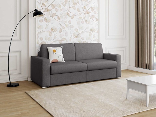 Express convertible 4-zitter bank van antraciet gevlekte stof - bed met brede latten 160 cm - matras 22 cm met traagschuim - afbeelding 2 van  6