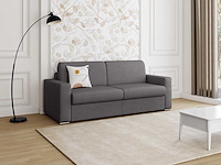 Express convertible 4-zitter bank van antraciet gevlekte stof - bed met brede latten 160 cm - matras 22 cm met traagschuim - afbeelding 2 van  6