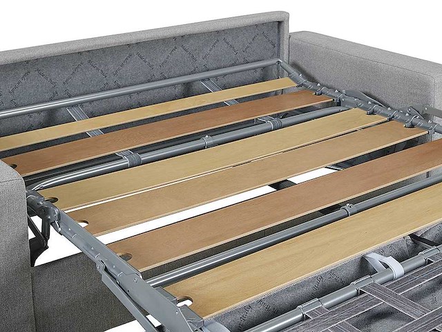 Express convertible 4-zitter bank van antraciet gevlekte stof - bed met brede latten 160 cm - matras 22 cm met traagschuim - afbeelding 5 van  6