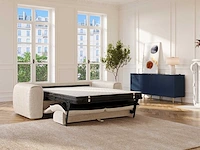 Express convertible 4-zitter bank van beige stof met textuur - slaapt 160 cm - matrassen 16 cm met traagschuim - afbeelding 2 van  6