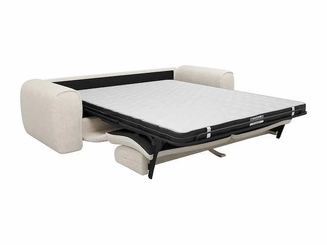 Express convertible 4-zitter bank van beige stof met textuur - slaapt 160 cm - matrassen 16 cm met traagschuim - afbeelding 5 van  6