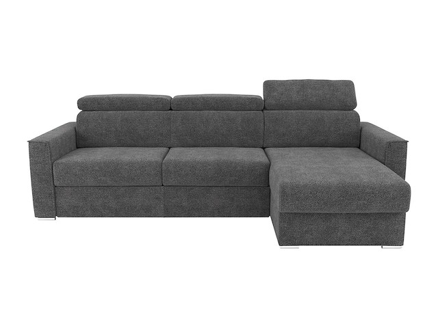 Express convertible omkeerbare hoekbank van antracietgrijs chenille stof - bed met brede latten 160 cm - matras 22 cm traagschuim - afbeelding 3 van  9
