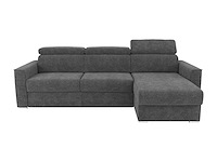 Express convertible omkeerbare hoekbank van antracietgrijs chenille stof - bed met brede latten 160 cm - matras 22 cm traagschuim - afbeelding 3 van  9