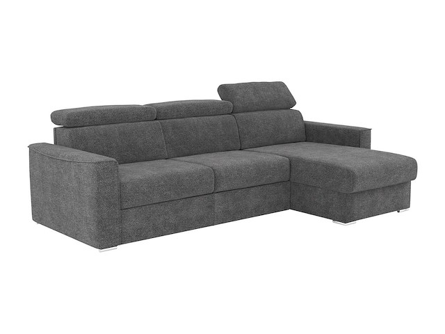 Express convertible omkeerbare hoekbank van antracietgrijs chenille stof - bed met brede latten 160 cm - matras 22 cm traagschuim - afbeelding 5 van  9