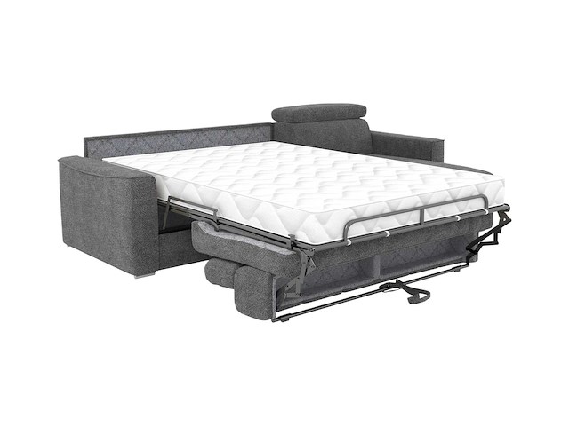 Express convertible omkeerbare hoekbank van antracietgrijs chenille stof - bed met brede latten 160 cm - matras 22 cm traagschuim - afbeelding 6 van  9