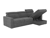 Express convertible omkeerbare hoekbank van antracietgrijs chenille stof - bed met brede latten 160 cm - matras 22 cm traagschuim - afbeelding 7 van  9
