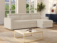 Express convertible omkeerbare hoekbank van beige chenillestof - slaapt 140 cm - matrassen 22 cm traagschuim