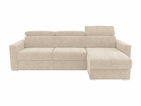 Express convertible omkeerbare hoekbank van beige chenillestof - slaapt 140 cm - matrassen 22 cm traagschuim - afbeelding 5 van  7