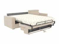 Express convertible omkeerbare hoekbank van beige chenillestof - slaapt 140 cm - matrassen 22 cm traagschuim - afbeelding 7 van  7