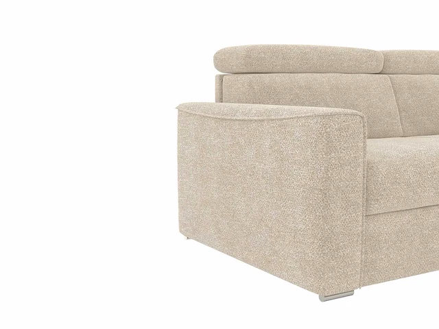 Express convertible omkeerbare hoekbank van beige chenillestof - slaapt 140 cm - matrassen 22 cm traagschuim - afbeelding 2 van  7
