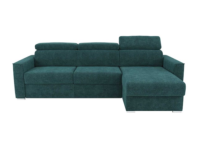 Express omdraaibare hoekbank in eendblauwe chenille stof - slaapt 140 cm - matrassen 18 cm - afbeelding 4 van  8
