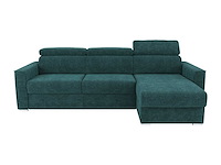 Express omdraaibare hoekbank in eendblauwe chenille stof - slaapt 140 cm - matrassen 18 cm - afbeelding 4 van  8