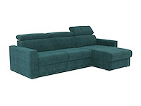 Express omdraaibare hoekbank in eendblauwe chenille stof - slaapt 140 cm - matrassen 18 cm - afbeelding 5 van  8