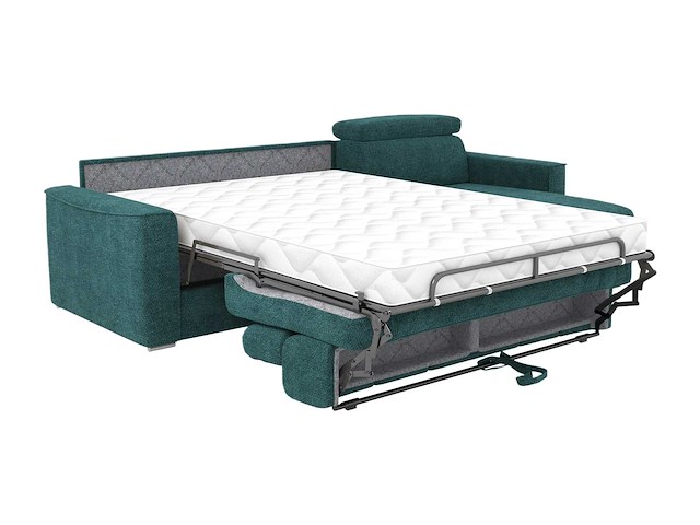 Express omdraaibare hoekbank in eendblauwe chenille stof - slaapt 140 cm - matrassen 18 cm - afbeelding 6 van  8