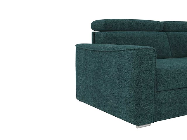 Express omdraaibare hoekbank in eendblauwe chenille stof - slaapt 140 cm - matrassen 18 cm - afbeelding 8 van  8