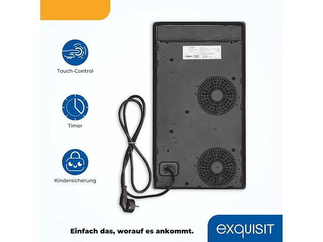 Exquisit eki 300-2 kookplaat | inductie | aanraakbediening | 2 kookzones | frameloos | 3500 w - afbeelding 3 van  4