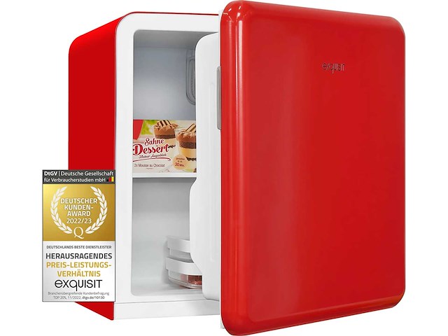 Exquisit mini koelkast ckb45-0-031f rood | netto capaciteit 47 l | klassiek ontwerp - afbeelding 1 van  5