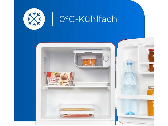 Exquisit mini koelkast ckb45-0-031f rood | netto capaciteit 47 l | klassiek ontwerp - afbeelding 4 van  5