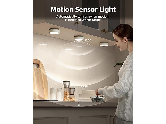 Ezvalo draadloze kastlamp met bewegingsmelder (6 stuks) - afbeelding 3 van  6