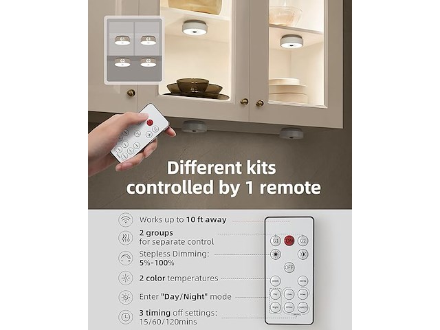 Ezvalo draadloze kastlamp met bewegingsmelder (6 stuks) - afbeelding 6 van  6