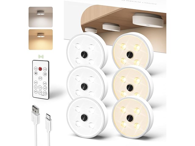 Ezvalo draadloze kastlamp met bewegingsmelder (6 stuks) - afbeelding 1 van  6