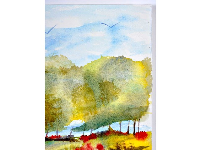 Fafa - landschap met klaprozen - aquarel - afbeelding 2 van  6